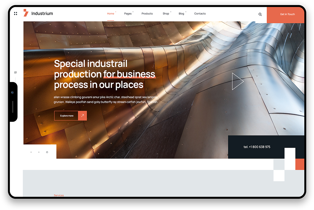 Mockup de website industrum