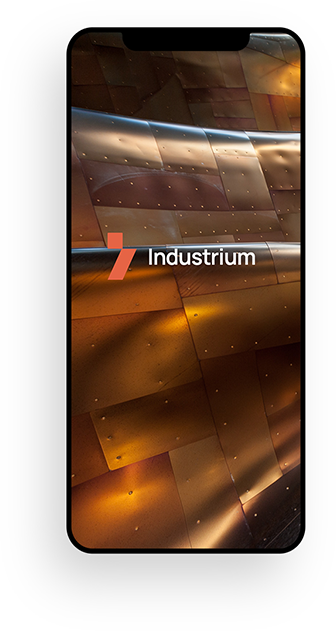 Logotipo industrum em mockup de telemóvel